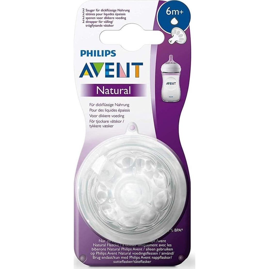 Avent tetina natural líquidos espesos +6 meses 2uds