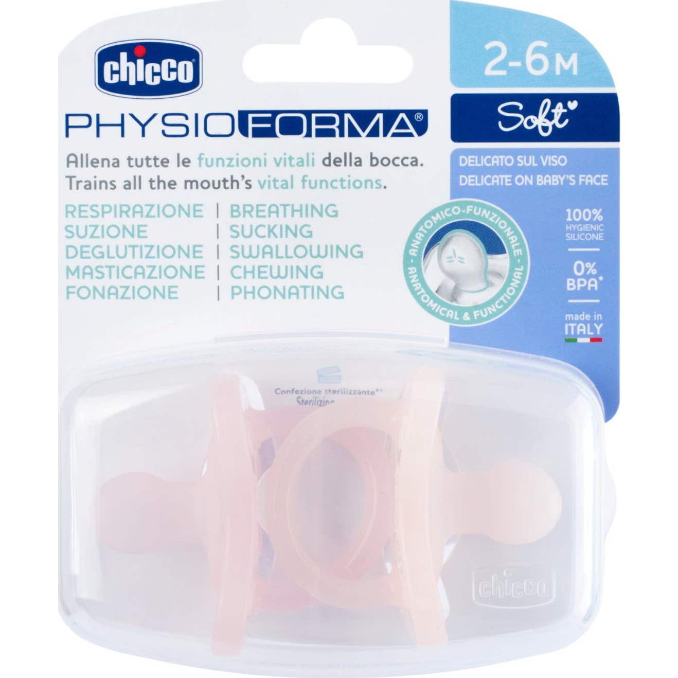 Chicco Physioforma Soft 2-6M Chupete Silicona Rosa 2uds