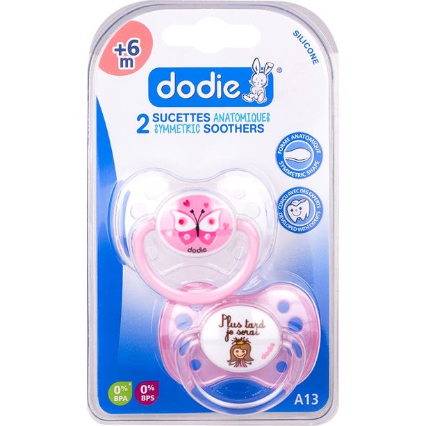 Dodie Chupete Anatómico Silicona +6 M Mariposa/Princesa 2 uds