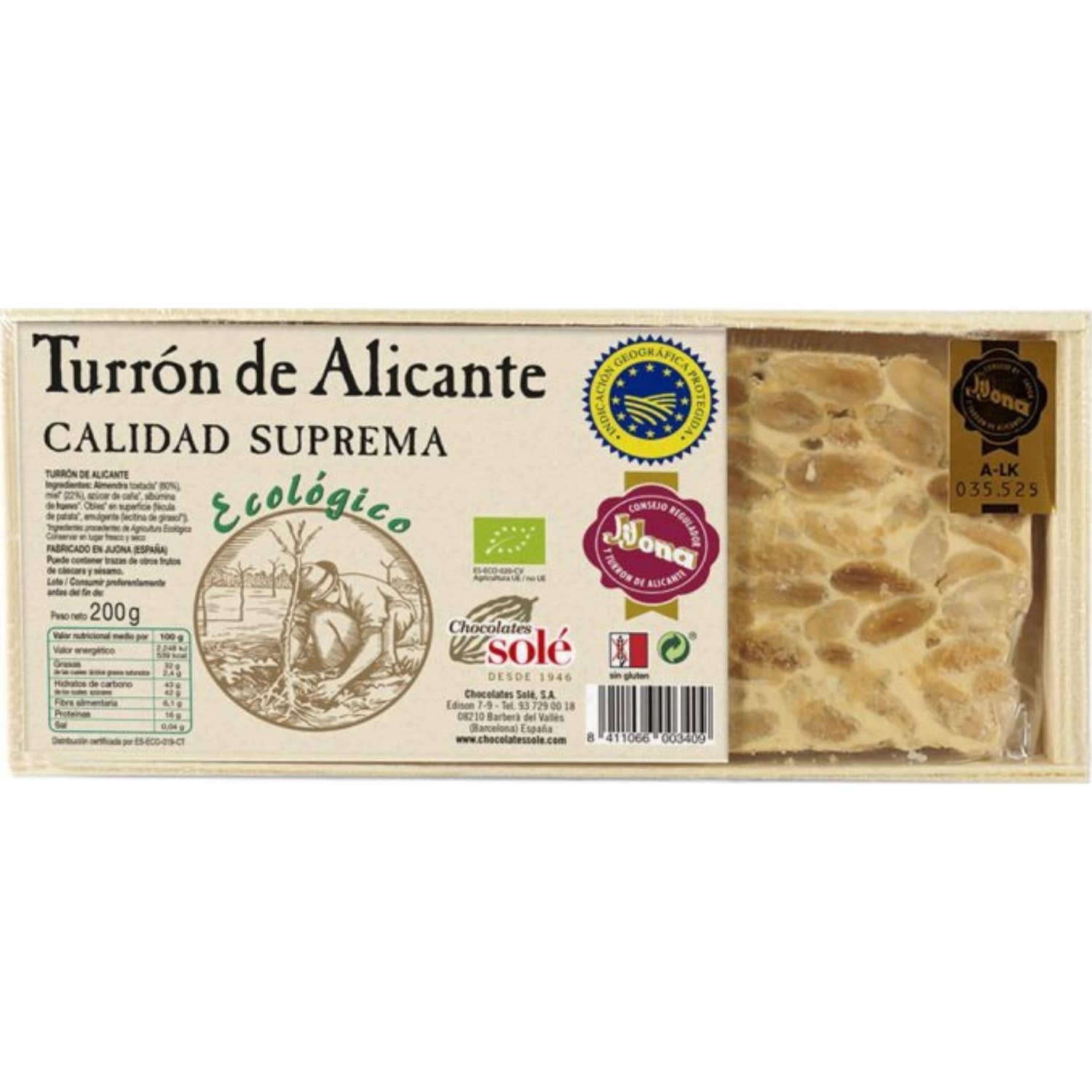 Chocolates Solé Turrón de Alicante Bio 200g