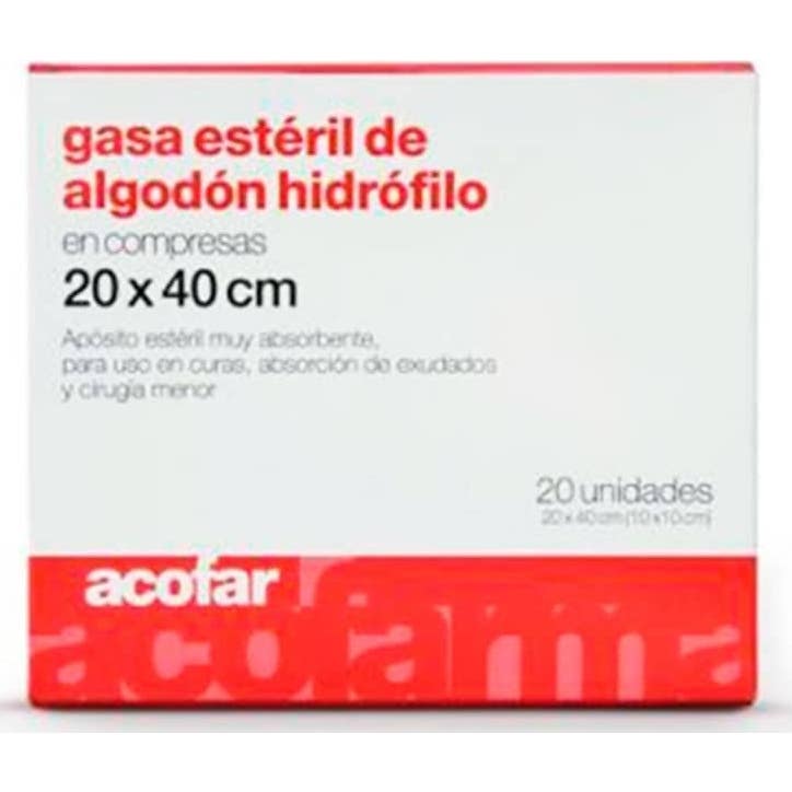 Acofar gasa estéril algodón hidrófilo 20x40cm 20uds