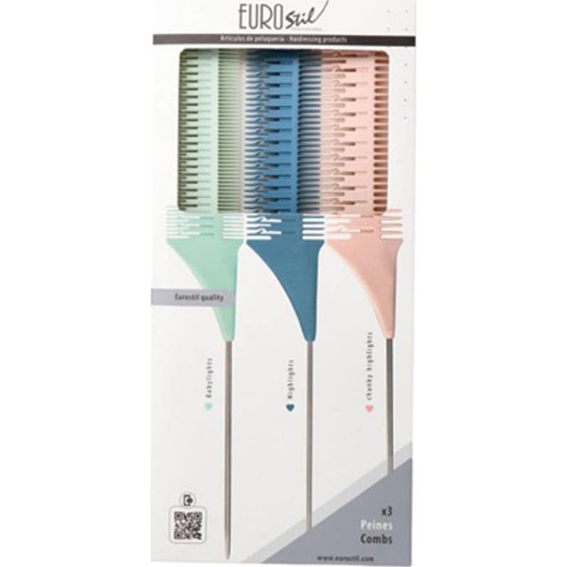 Eurostil Set Peines Mechas Colores 3uds