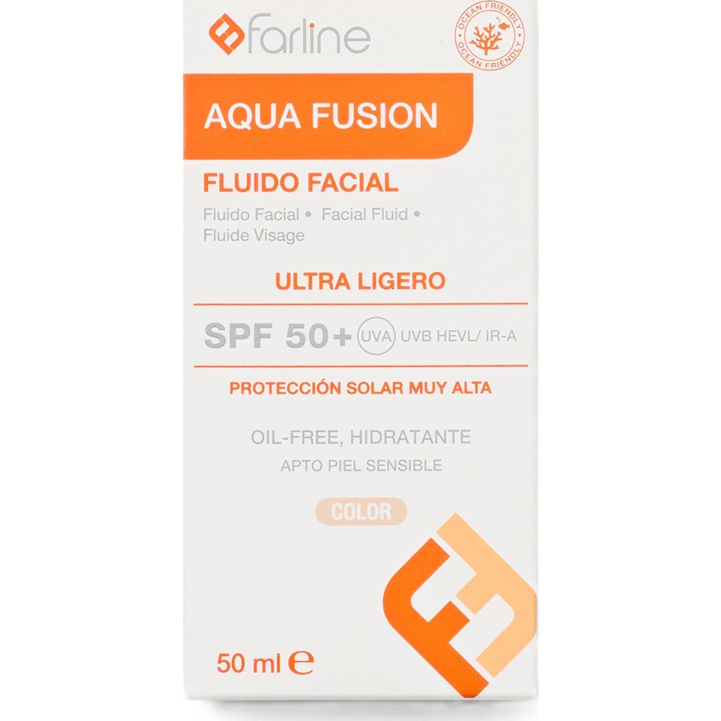 Farline Aqua Fusion Fluido Facial Ultra Ligero con Color SPF50+ 50ml