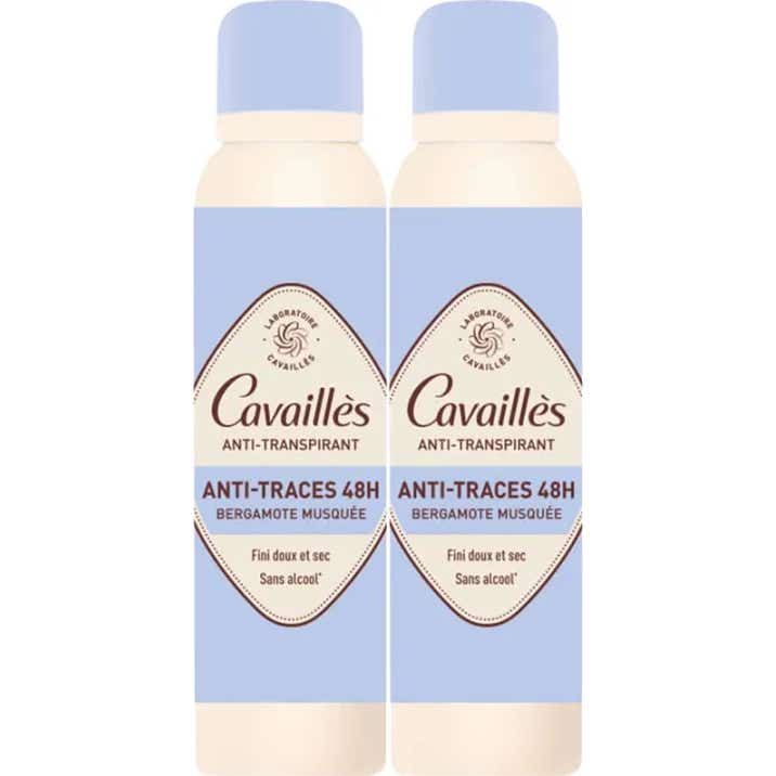Cavaillès Déodorant Anti-Transpirant Anti-Traces 48 H Bergamote Spray 2 X150 ml