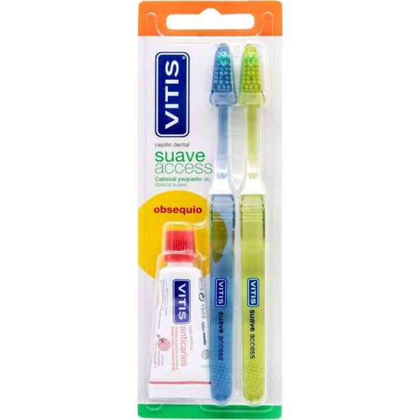 Vitis Suave Access Cepillo Dental 2uds + Pasta Anticaries 15ml