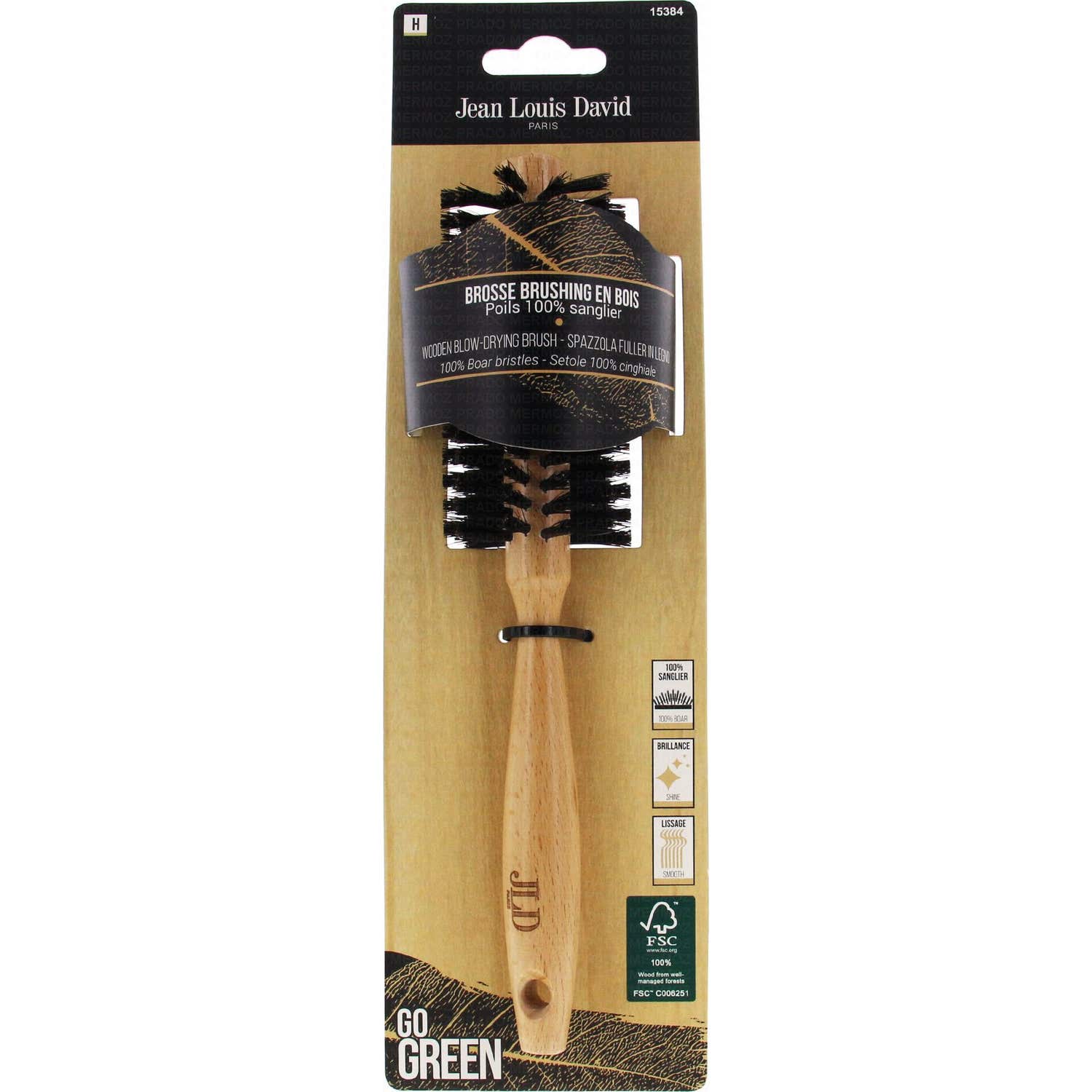 Jean Louis David 15384 Go Green Cepillo Madera Secador 1ud