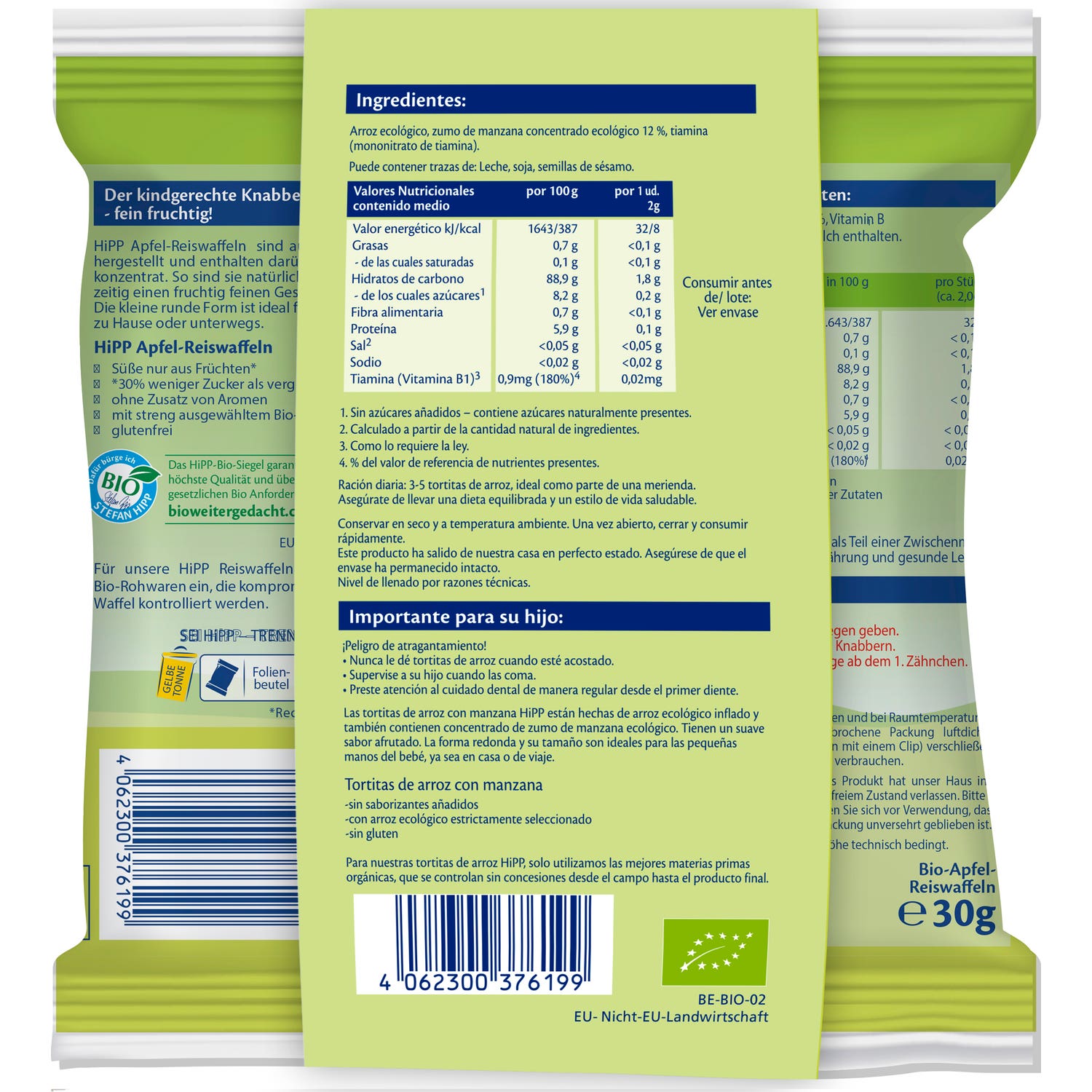 Hipp Tortitas de Arroz con Manzana Bio 30g