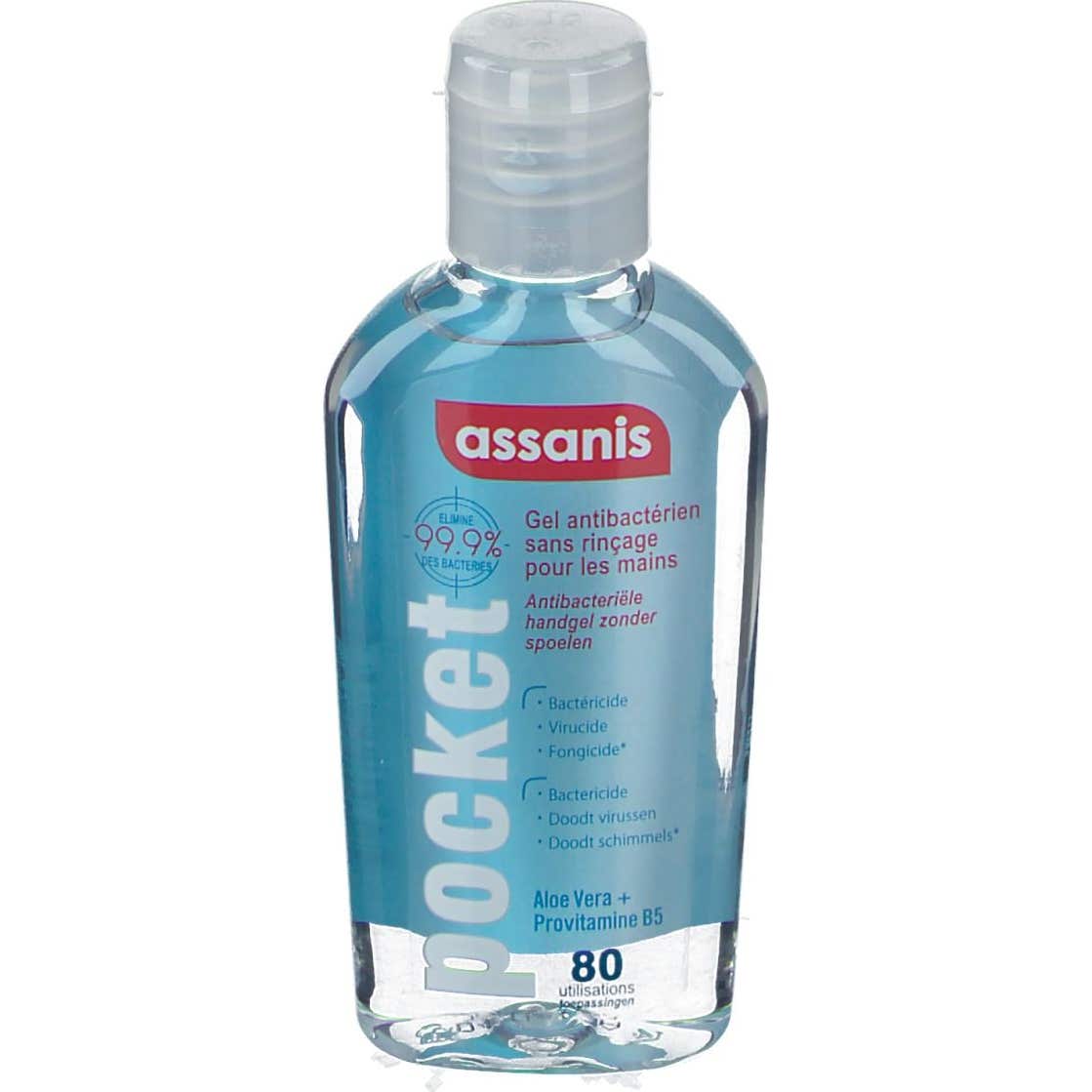 Assanis Pocket Gel Hidratante Antibacteriano para Manos 80 ml