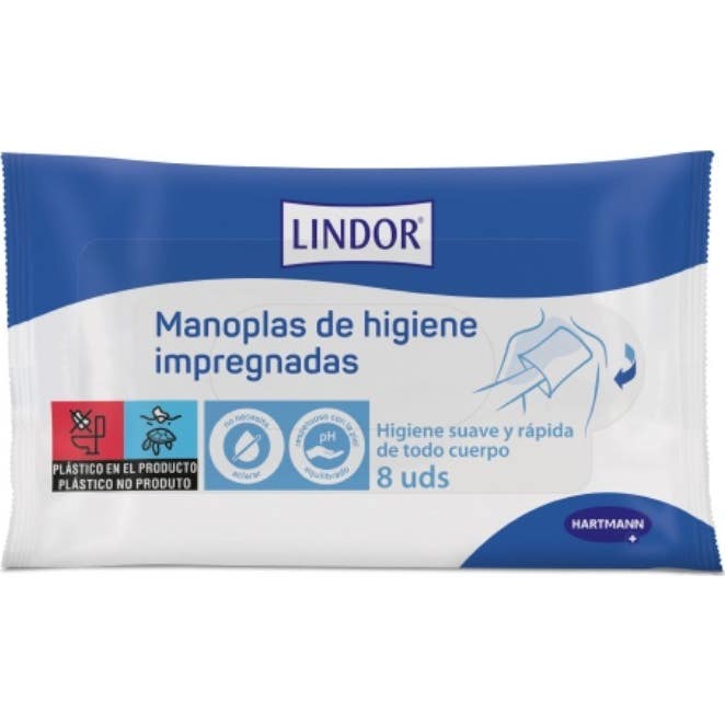 Lindor Impregnated Hygiene Mitts 8 uds