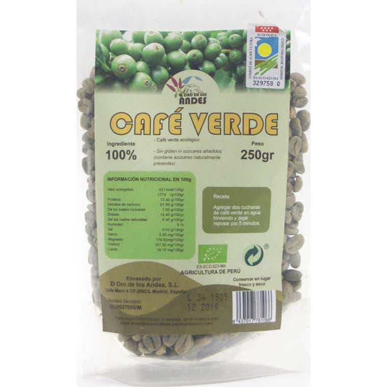 El Oro de los Andes Café Verde en Grano 950g