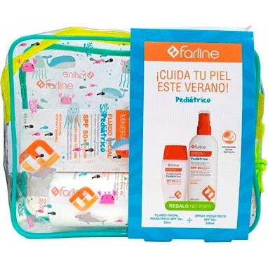 Farline Pack Pediátrico SPF50+ Fluido Facial + Spray + Neceser