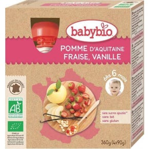 Babybio My Fruits Calabaza Manzana Fresa Vainilla Orgánico 6 Meses 4 X90 g