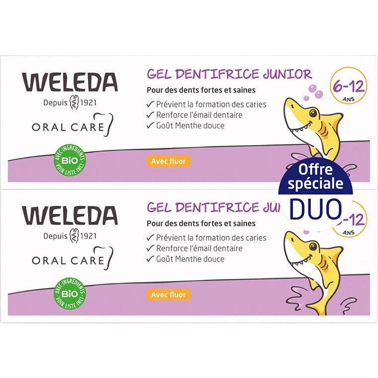 Weleda Gel Dentífrico Junior 6-12 Años con Flúor 2x50 ml