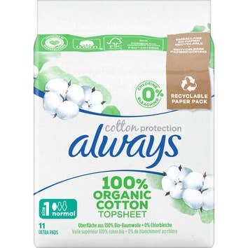 Always Algodón Protección Toallitas T1 Normal 11uds