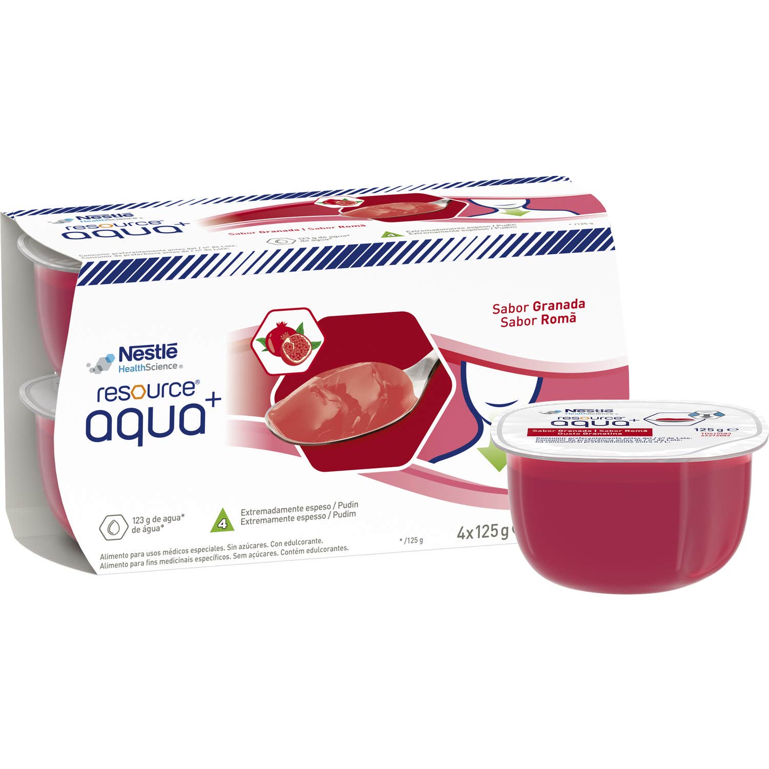 Resource Aqua+ Agua Gelificada Granada 4x125g