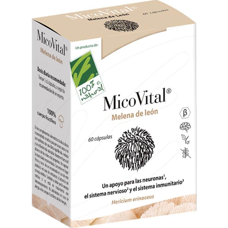 100% Natural Micovital Melena De León 60 Cápsulas - Imagen 2