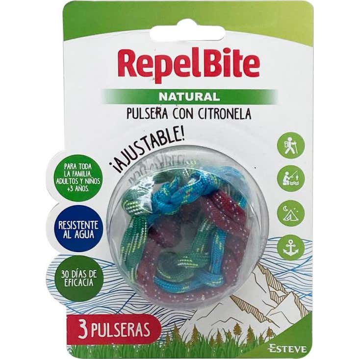 Repel Bite Natural Pulsera Citronela Ajustable 3 uds