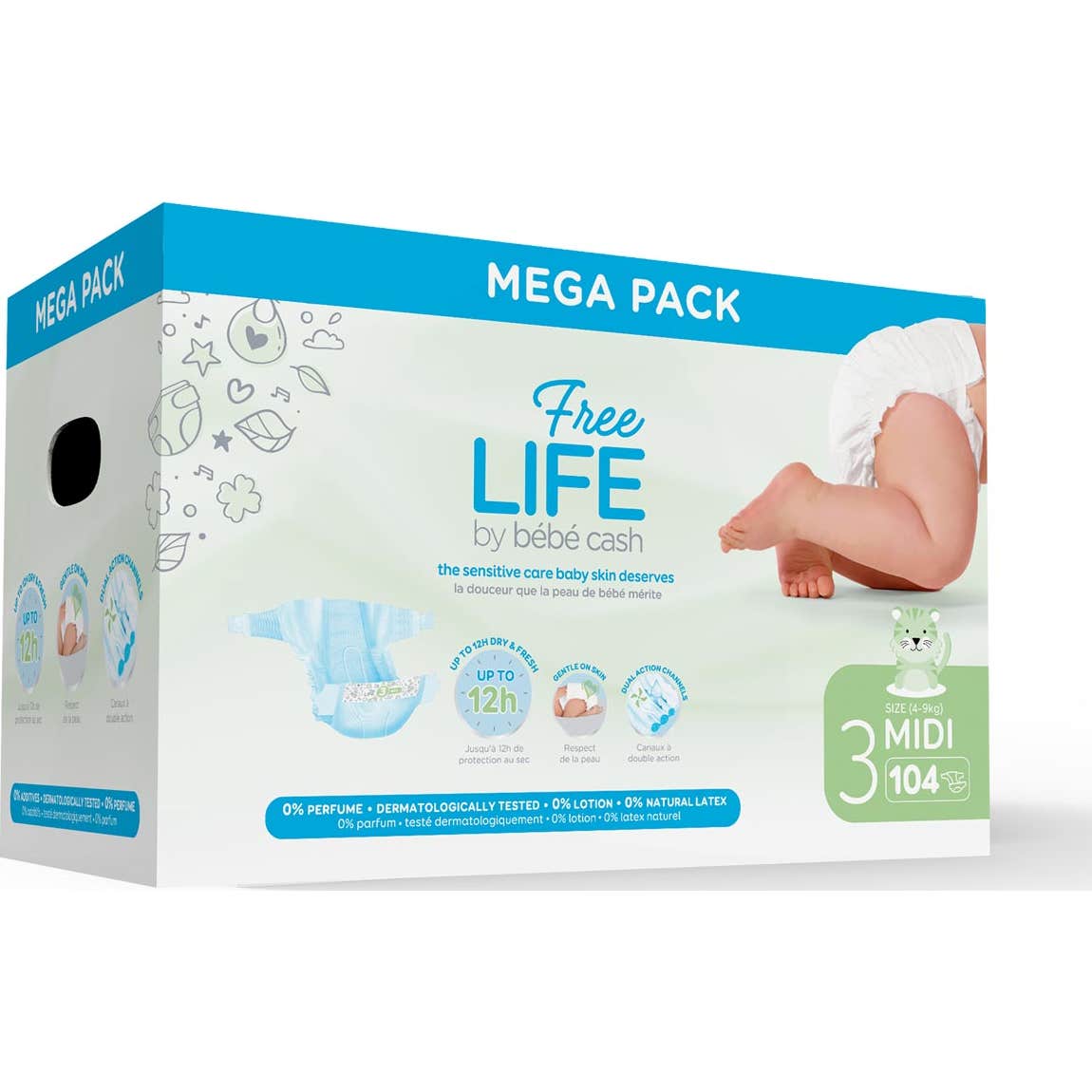 Freelife Pañales Bebé 4/9kg Talla 3 104uds