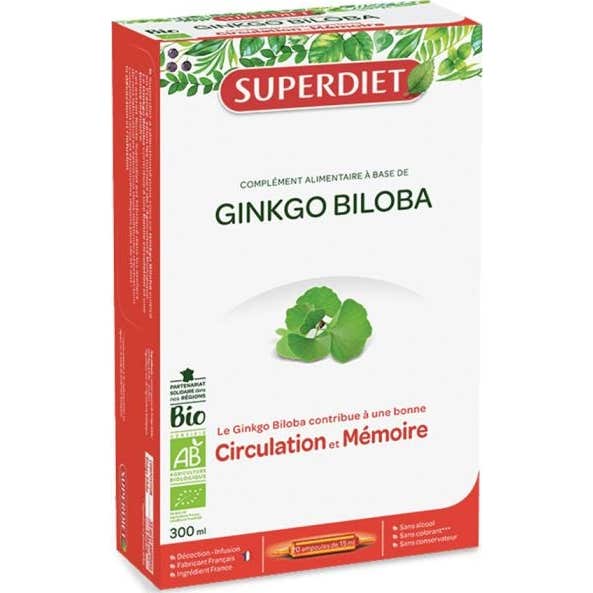Superdiet Ginkgo Biloba Circulación y Memoria BIO 20 Ampollas