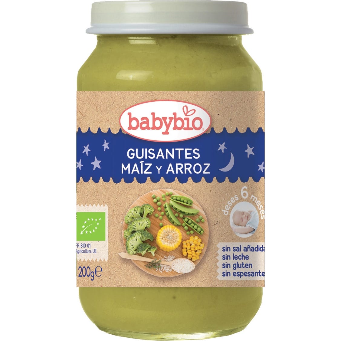 Babybio Tarrito Ecológico De Guisantes, Maíz Y Arroz 200g