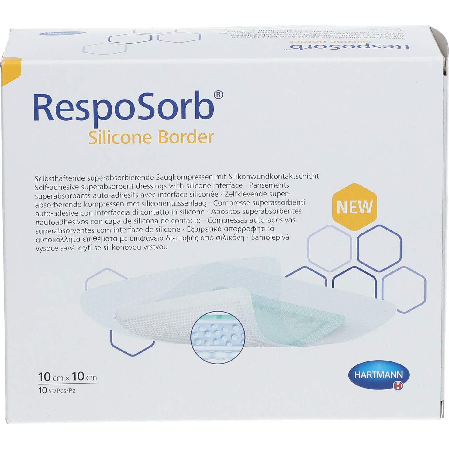 Resposorb Silicone Border Apósito 10x10cm 10uds