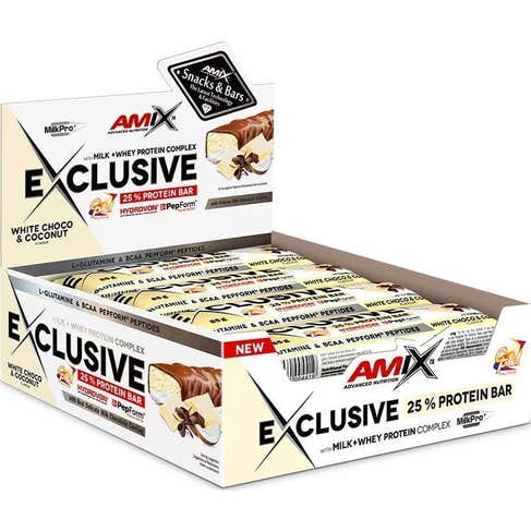 Amix Exclusive Protein Bar Chocolate Blanco Coco 12 X85 g