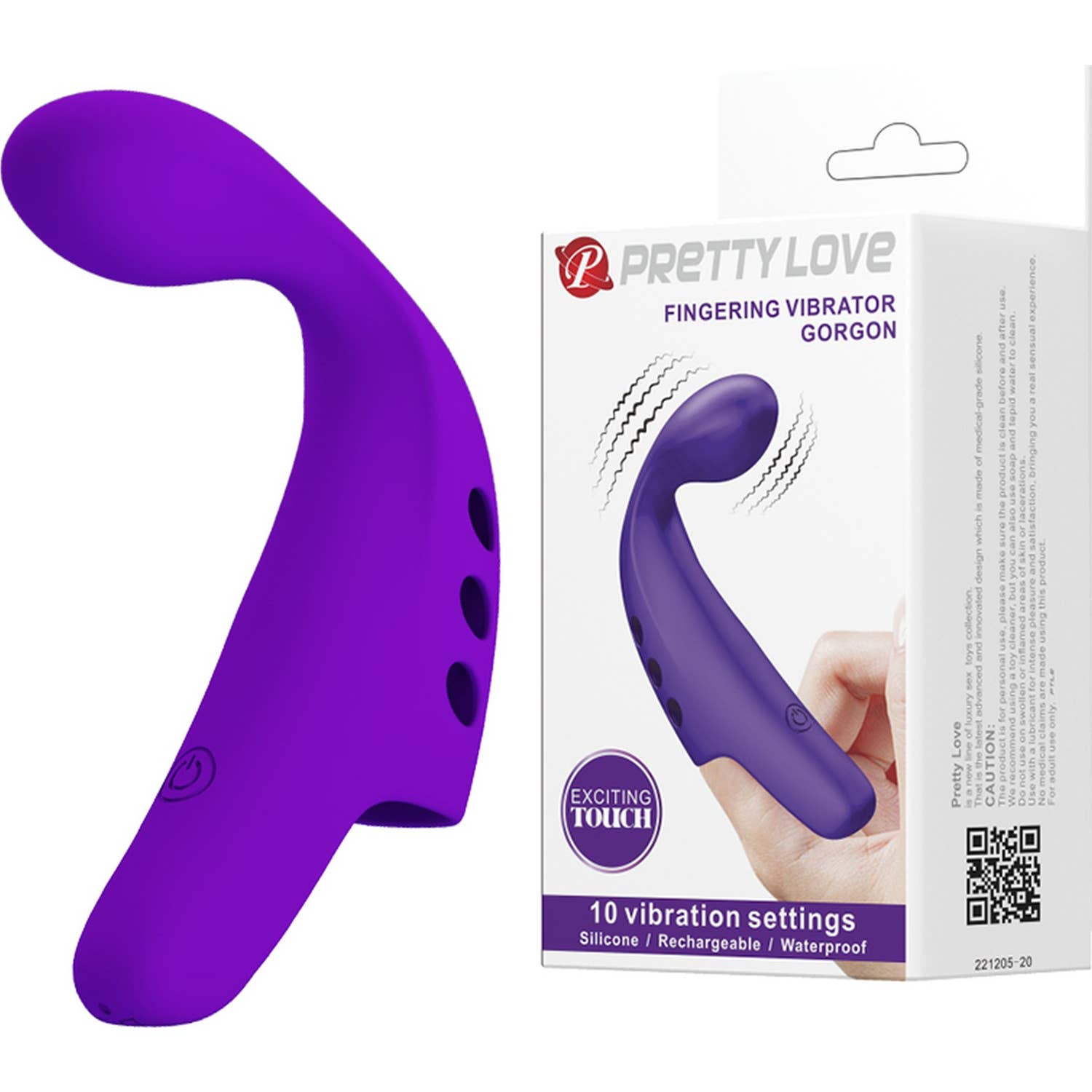 Pretty Love Gorgon Vibrador Dedo Recargable Morado 1ud