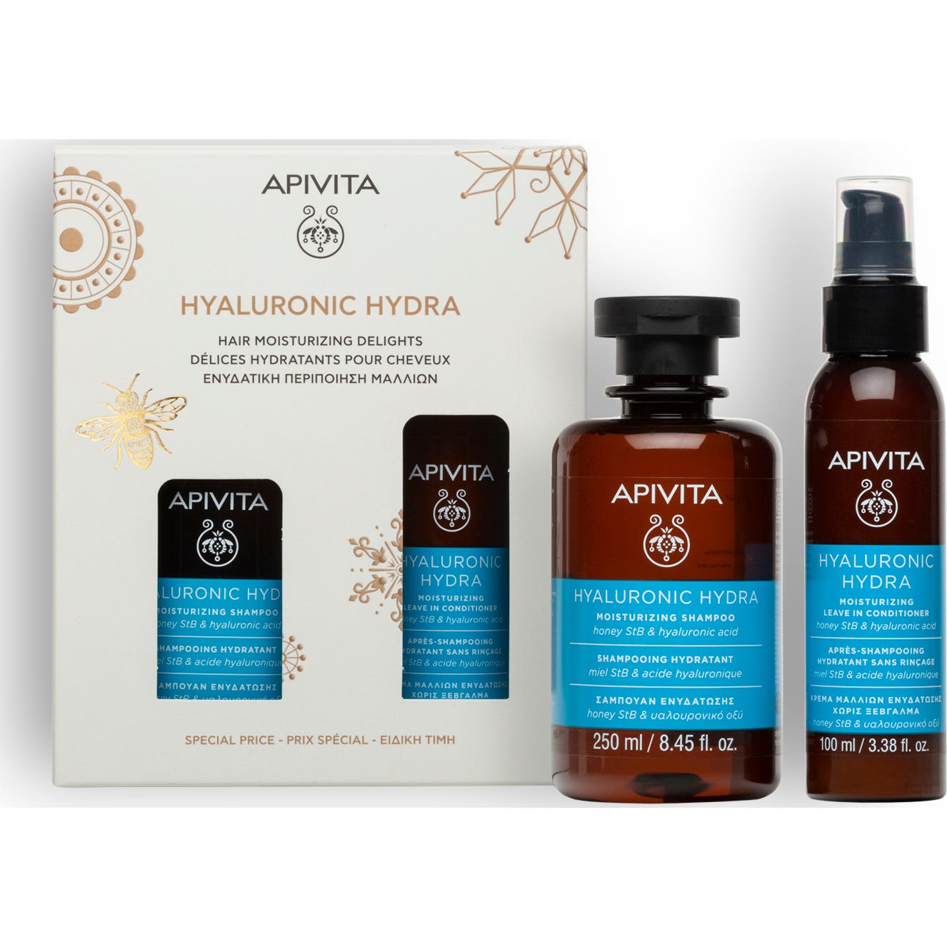 Apivita Pack Hyaluronic Hydra Champú 250ml + Acondicionador 100ml