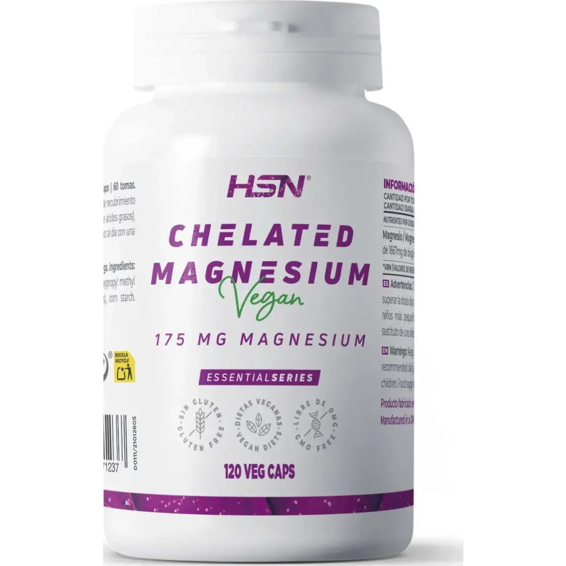 HSN Bisglicinato de Magnesio 175mg Magnesio 120vcaps