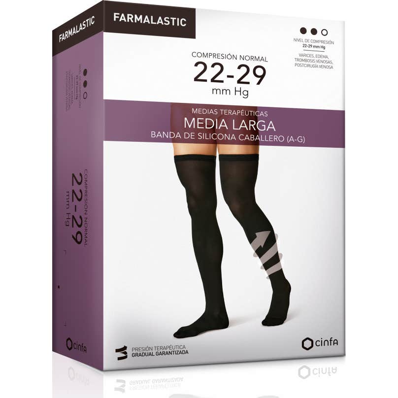 Farmalastic Media Larga Caballero Compresión Normal TG negro 1 Par