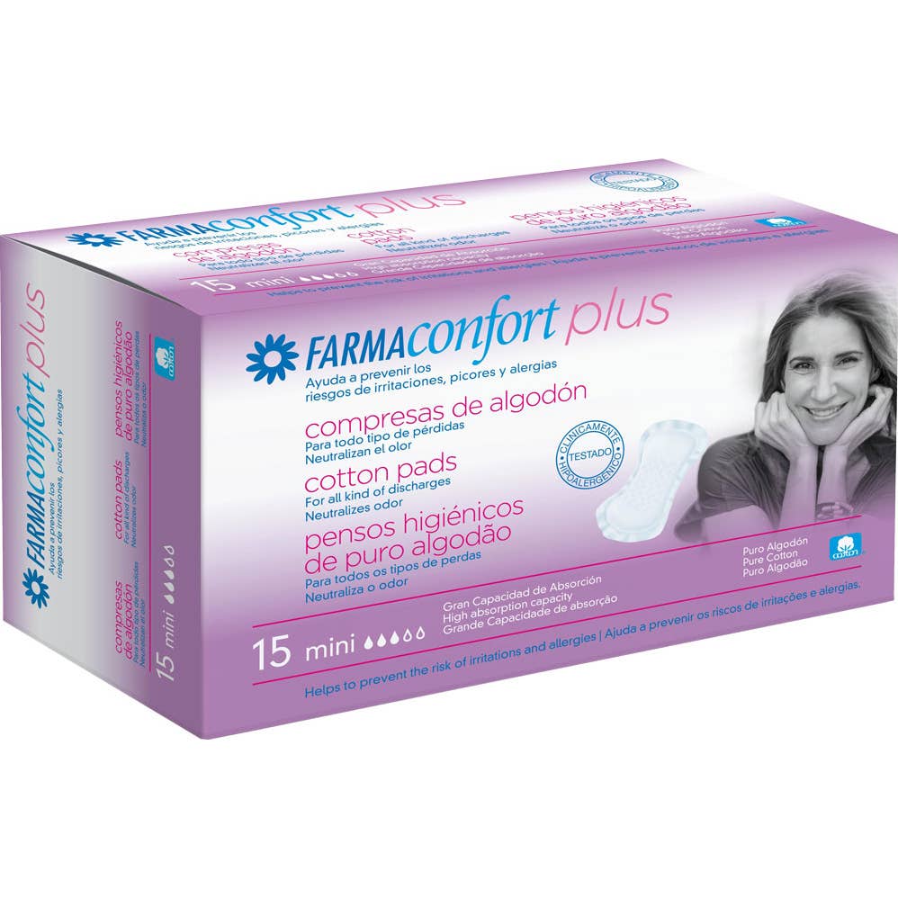 Farmaconfort Plus compresas mini algodón 15uds