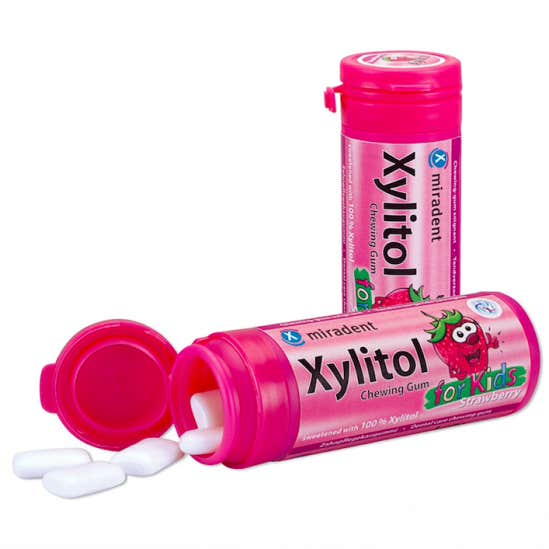 Miradent Xylitol Chicle Sabor Fresa kids 30 uds