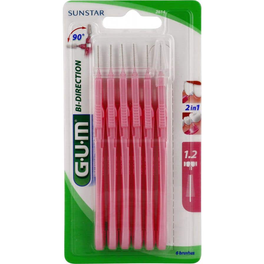 Cepillo Interdental Gum Proxabrush Bidireccional Cónico 90° 1,2mm 6 Unidades