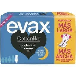 Evax Compresas Cottonlike Alas para Noche 18 uds