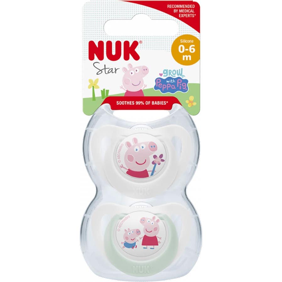 Nuk Star Chupete Silicona Peppa Pig 0-6M 2 uds