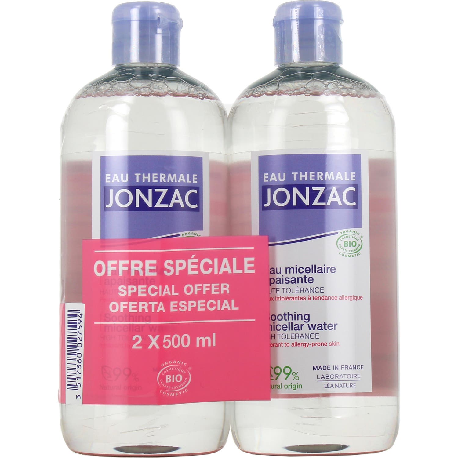 Jonzac Reactive Control Agua Micelar Calmante Bio 2x500ml