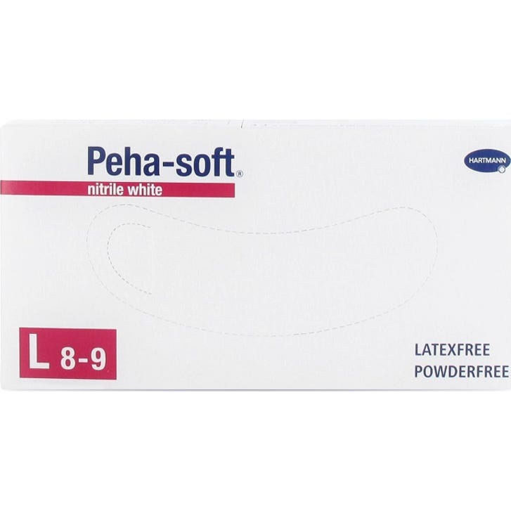 Peha-Soft Guantes Desechables de Nitrilo Blanco talla L 100 uds