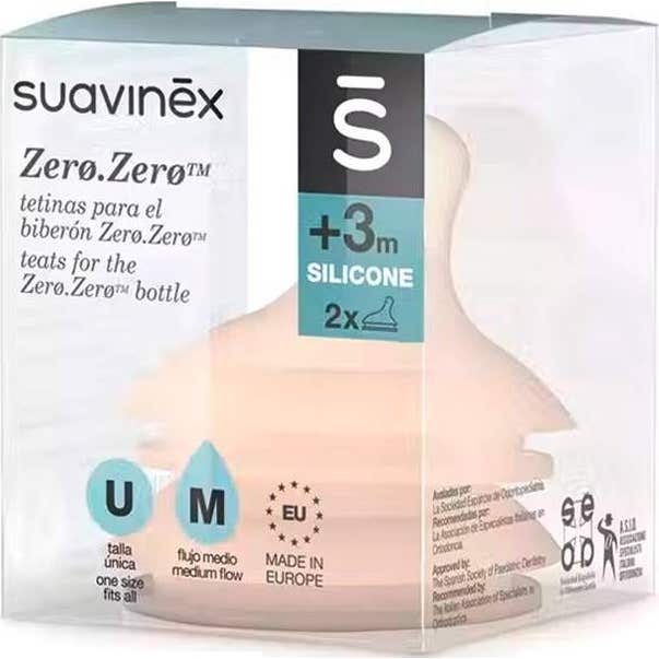Suavinex Tetina Zero Zero Silicona Anticólicos Flujo Medio +3m 2uds