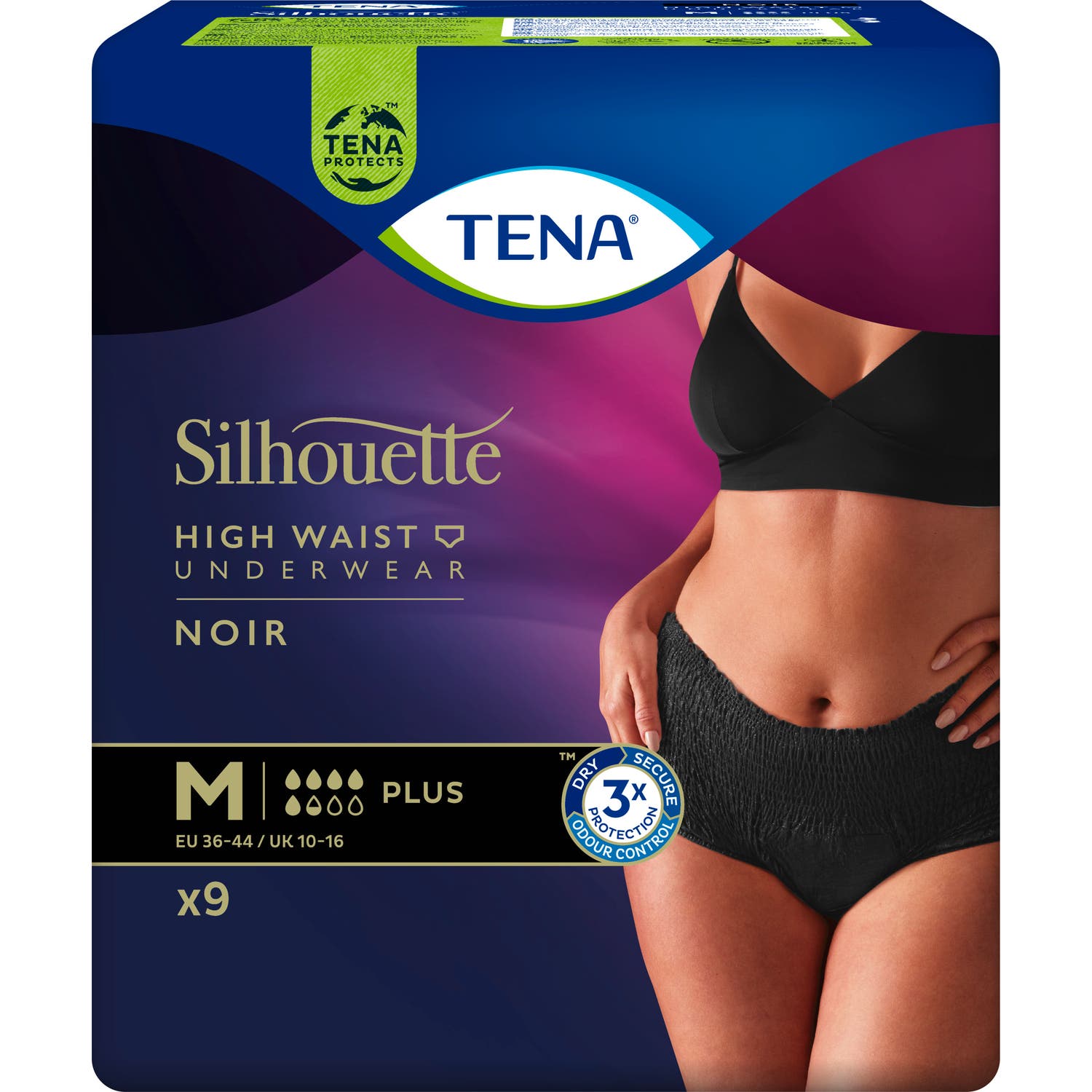 Tena Silhouette Cintura Alta Ropa Interior Noir Plus Talla L 8uds