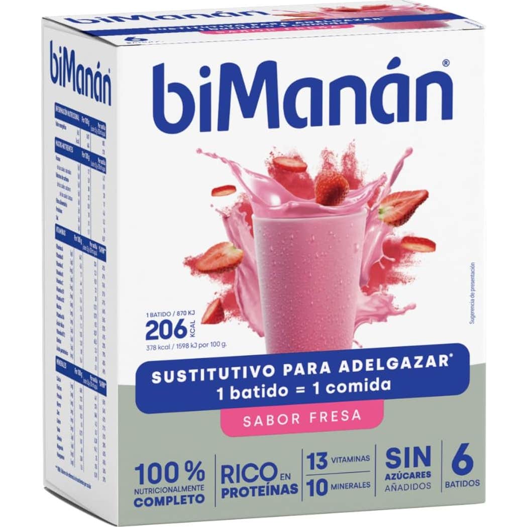 Bimanán Batido Sustitutivo Sabor Fresa 6 uds