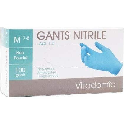 Guante de nitrilo sin polvo Vitadomia T S 6-7 100 uts
