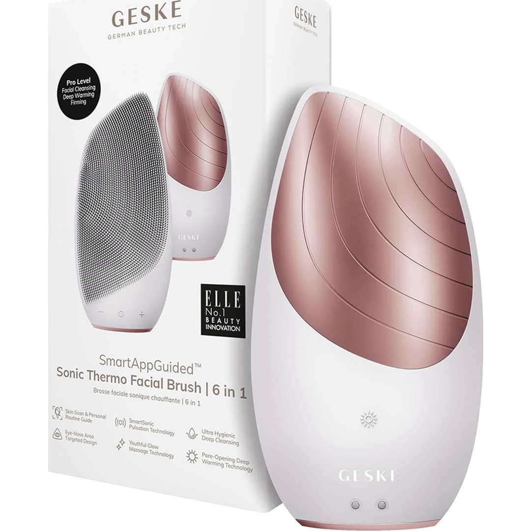 Geske Sonic Thermo Facial Brush 6 In 1 White Rose Gold 1ud