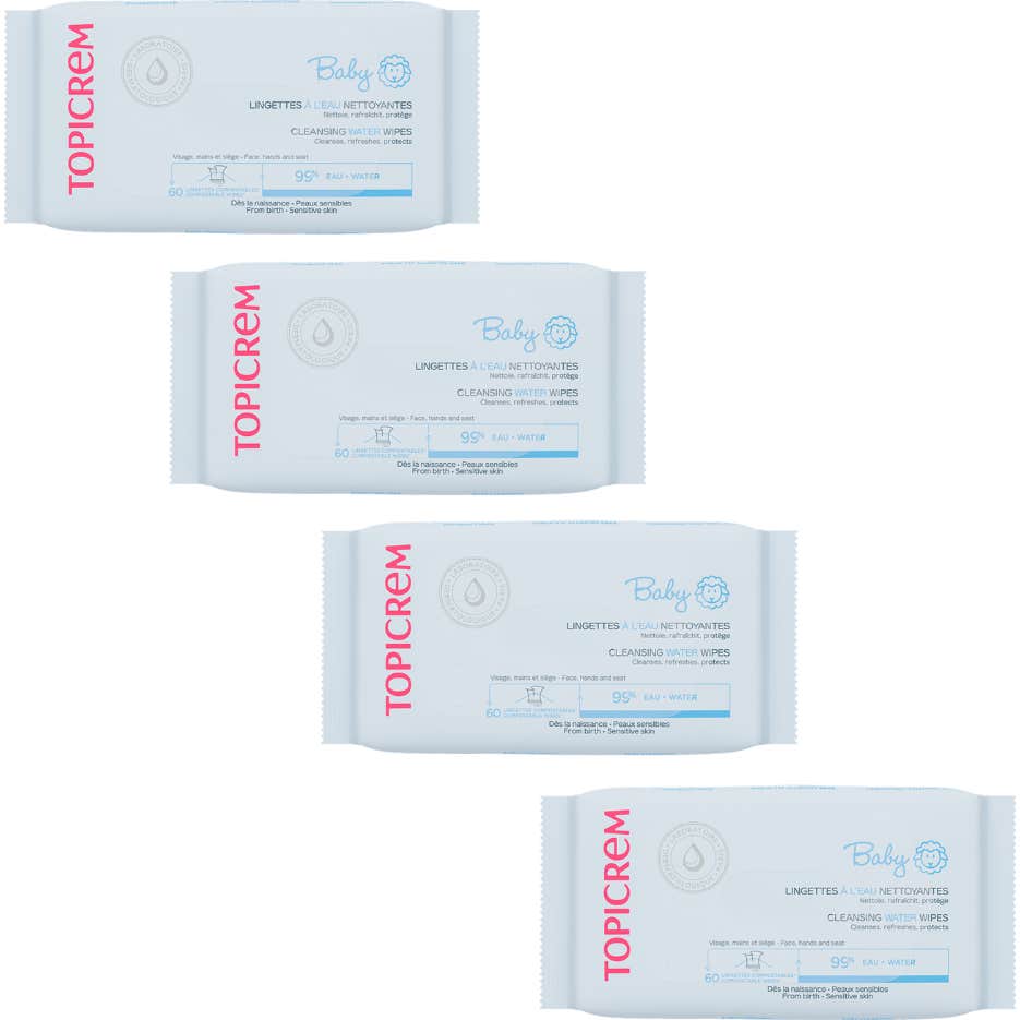 Topicrem Pack Baby Toallitas Limpiadoras Agua 4x60uds