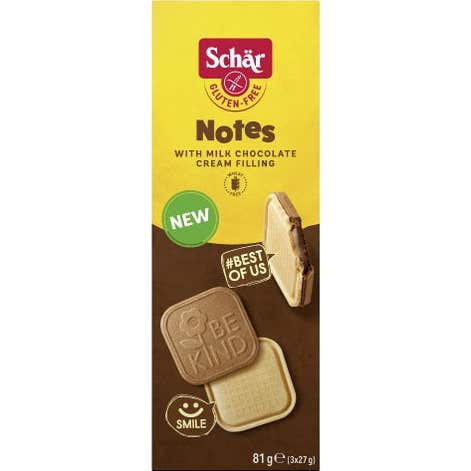 Schar Notes Galletas Relleno Chocolate Leche Sin Gluten 81 g