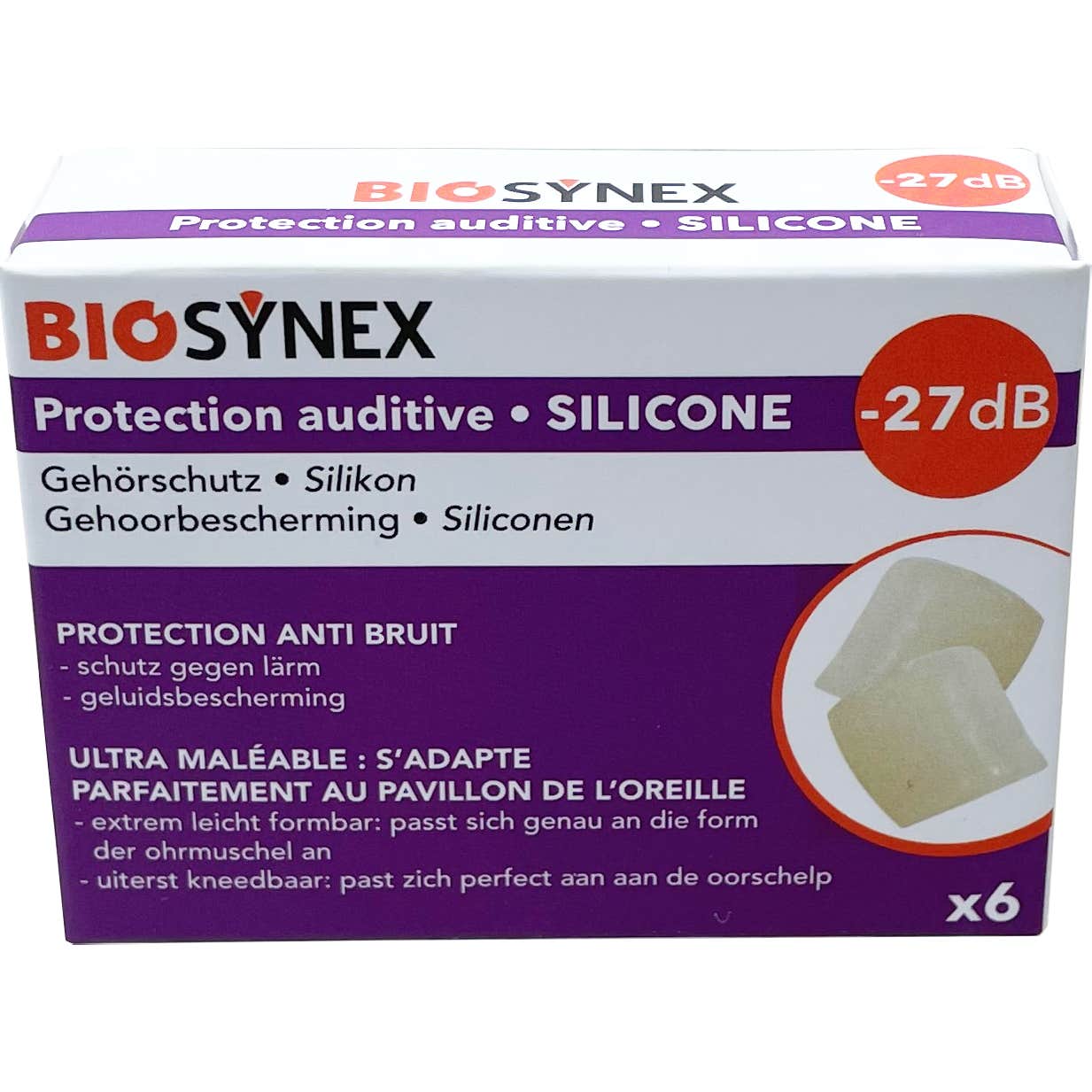 Biosynex Protector Auditivo Silicona y Transparent 3 Pares