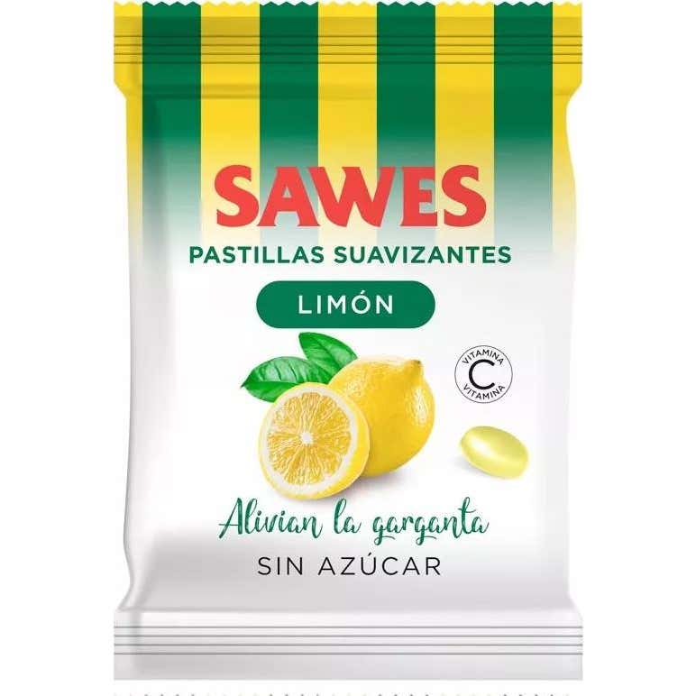 Sawes Pastillas balsámicas sin azúcar sabor Limón con Vitamina C en bolsa 50g
