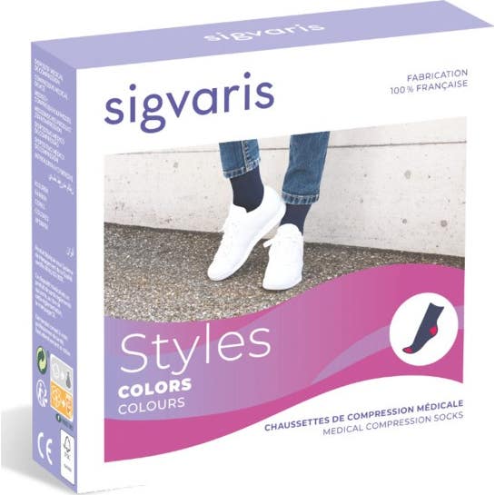 Sigvaris Style Color 2 Calcetín Mujer Negro y Turquesa M N 1 Par