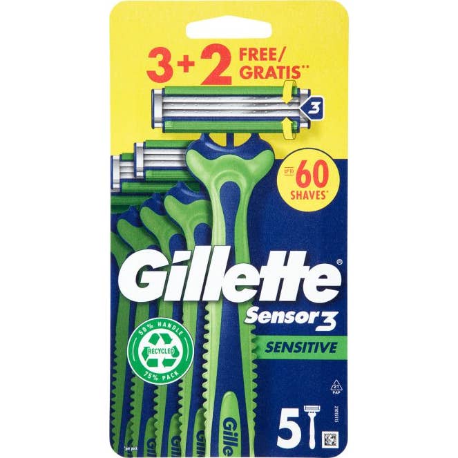 Gillette Sensor3 Sensitive Cuchilla Afeitar Desechable 5uds
