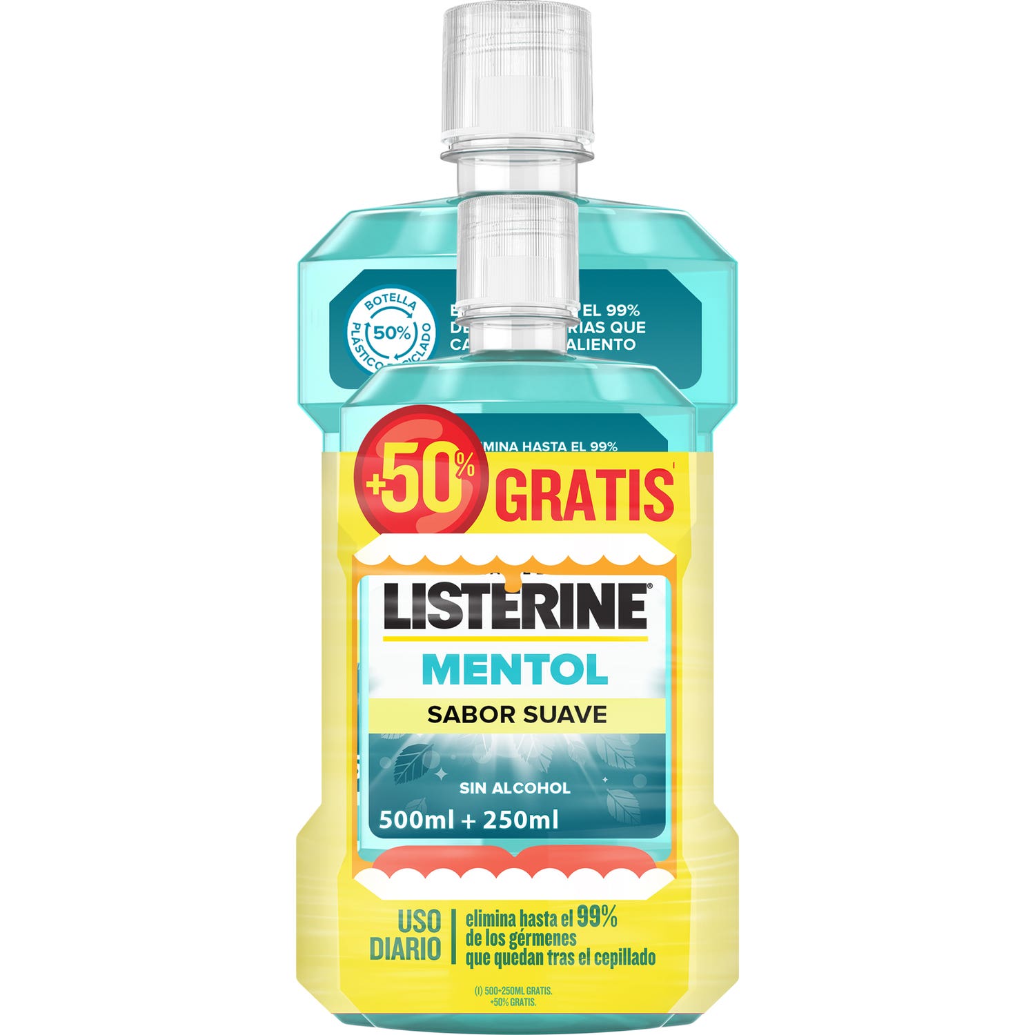 Listerine Mentol Sabor Suave 500+250ml