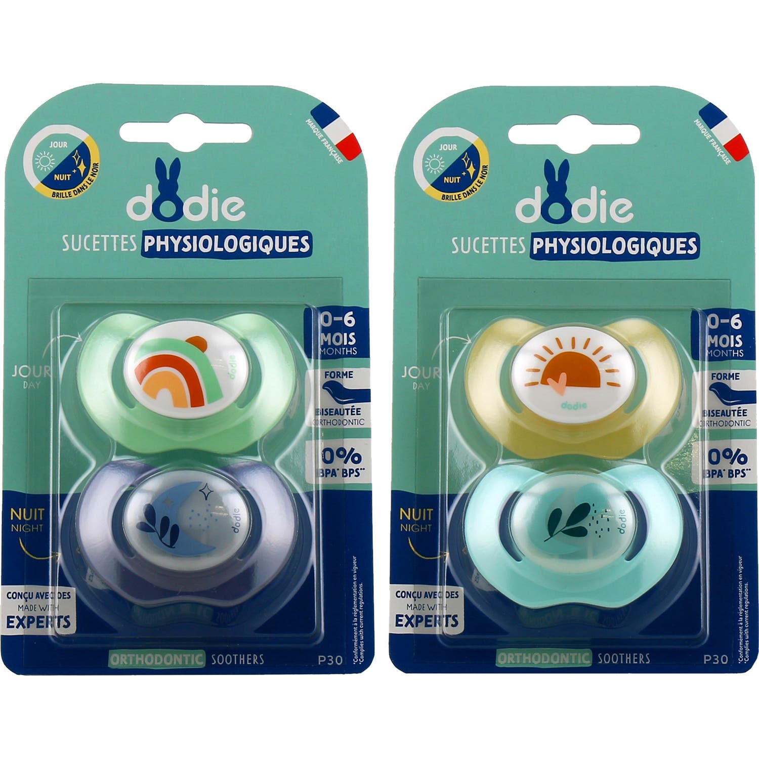 Dodie Chupete Fisiológico Día y Noche Bebé 0-6M P30 2uds